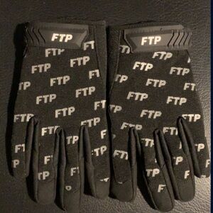FTP Black Knit Logo Gloves with White Print